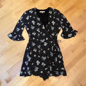 LOFT Black & Blue Floral Romper